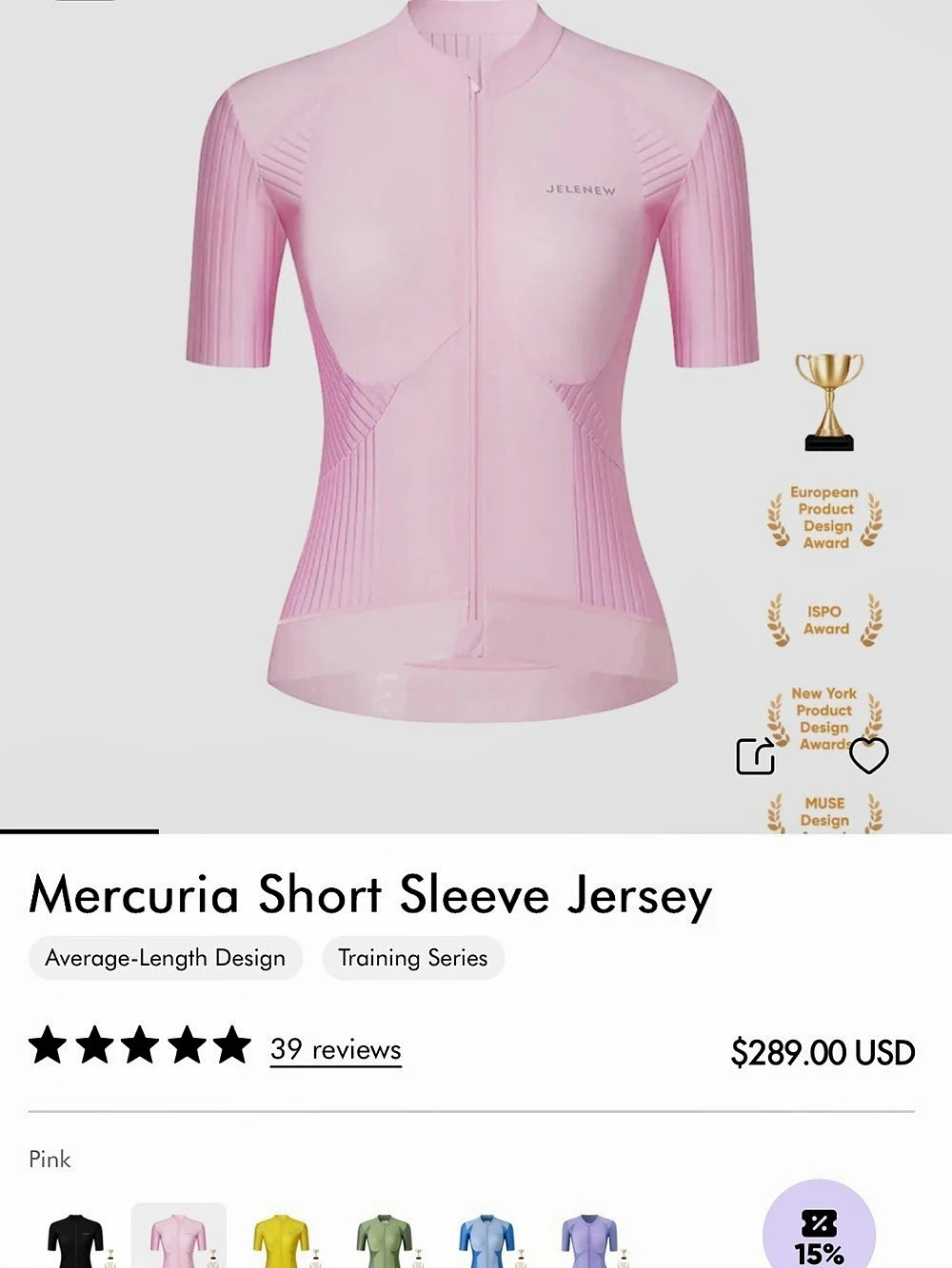 NWT Jelenew Mercuria Short Sleeve Jersey Pink Small